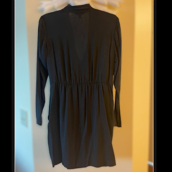 Brooks Brothers Black Ruched Wrap Silk Dress 2 - Picture 3 of 9